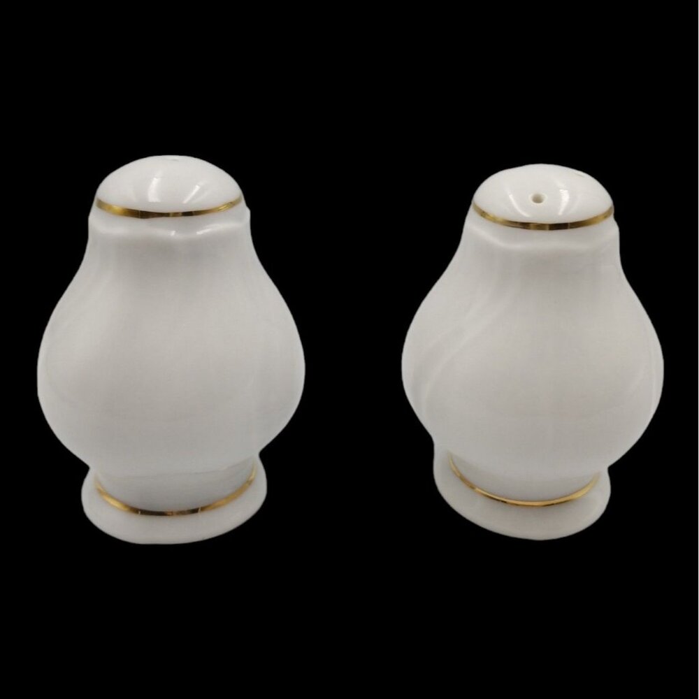 VTG Polfa Poland Salt and Pepper Shakers White with Gold Trim